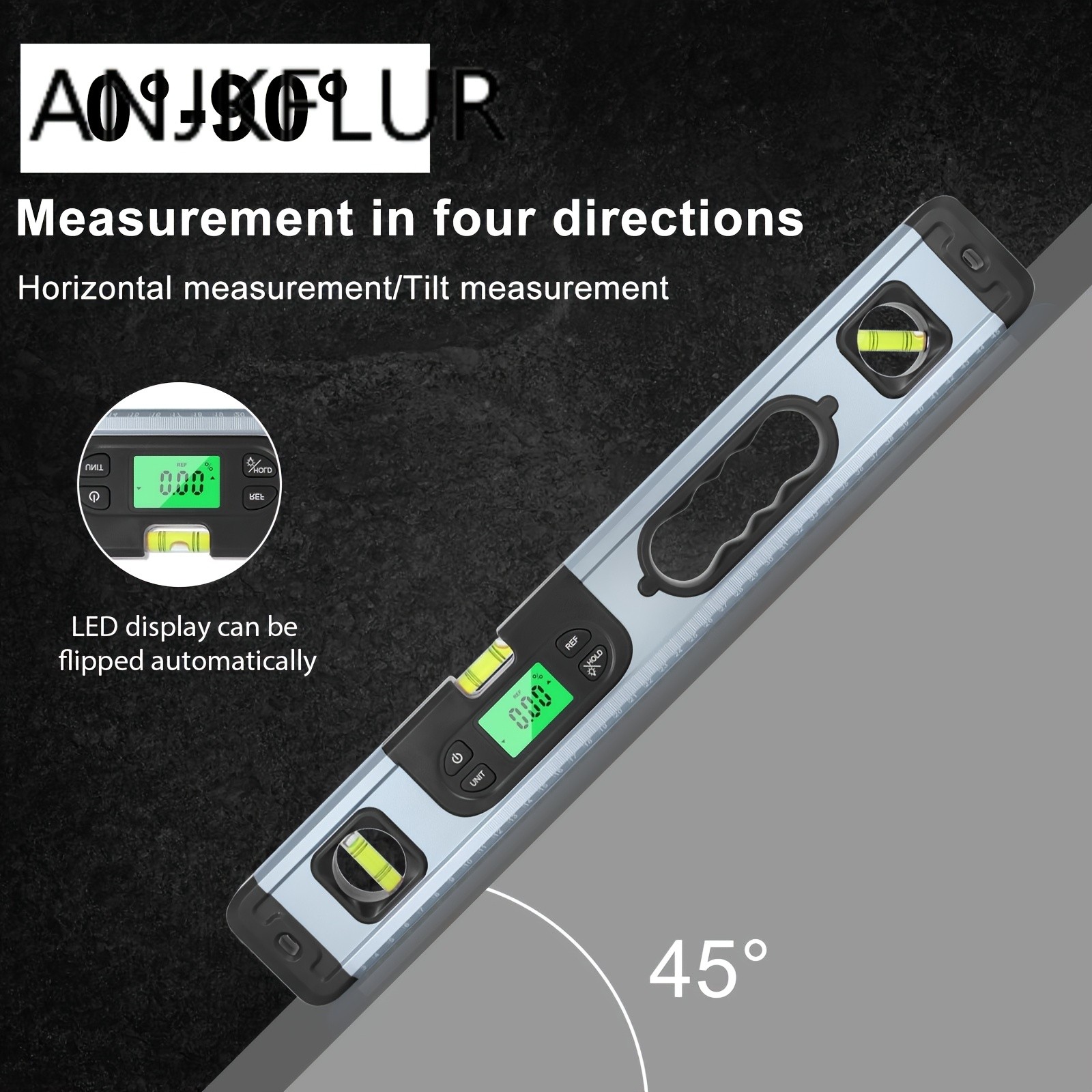 ANJKFLUR Heavy-Duty Digital Level Ruler Inclinometer Protractor