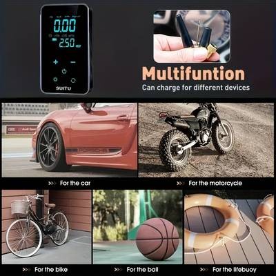 Suitu Portable Cordless Tire Inflator with Digital Pressure Gauge & LED Light – Quick and Efficient Tire Inflation for Every Emergency