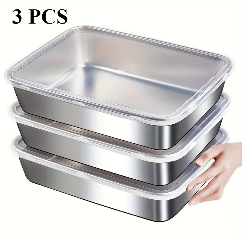 Ever Blooming 3pcs Stainless Steel Food Storage Container Set with Lid