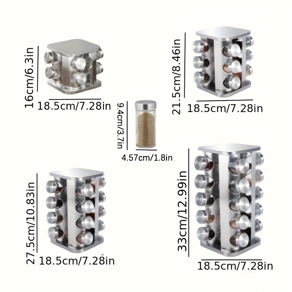 BAXCRS Stainless Steel Spice Rack Organizer with Glass Jars