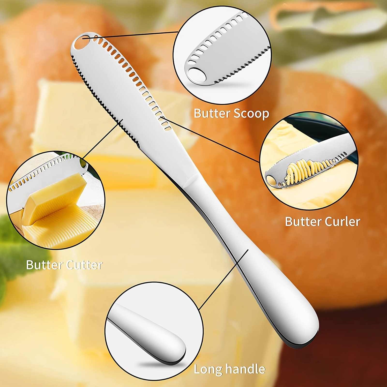 MAMSHIB Stainless Steel 3-In-1 Butter Spreader – Curler, Slicer, and Spreader with Serrated Edge