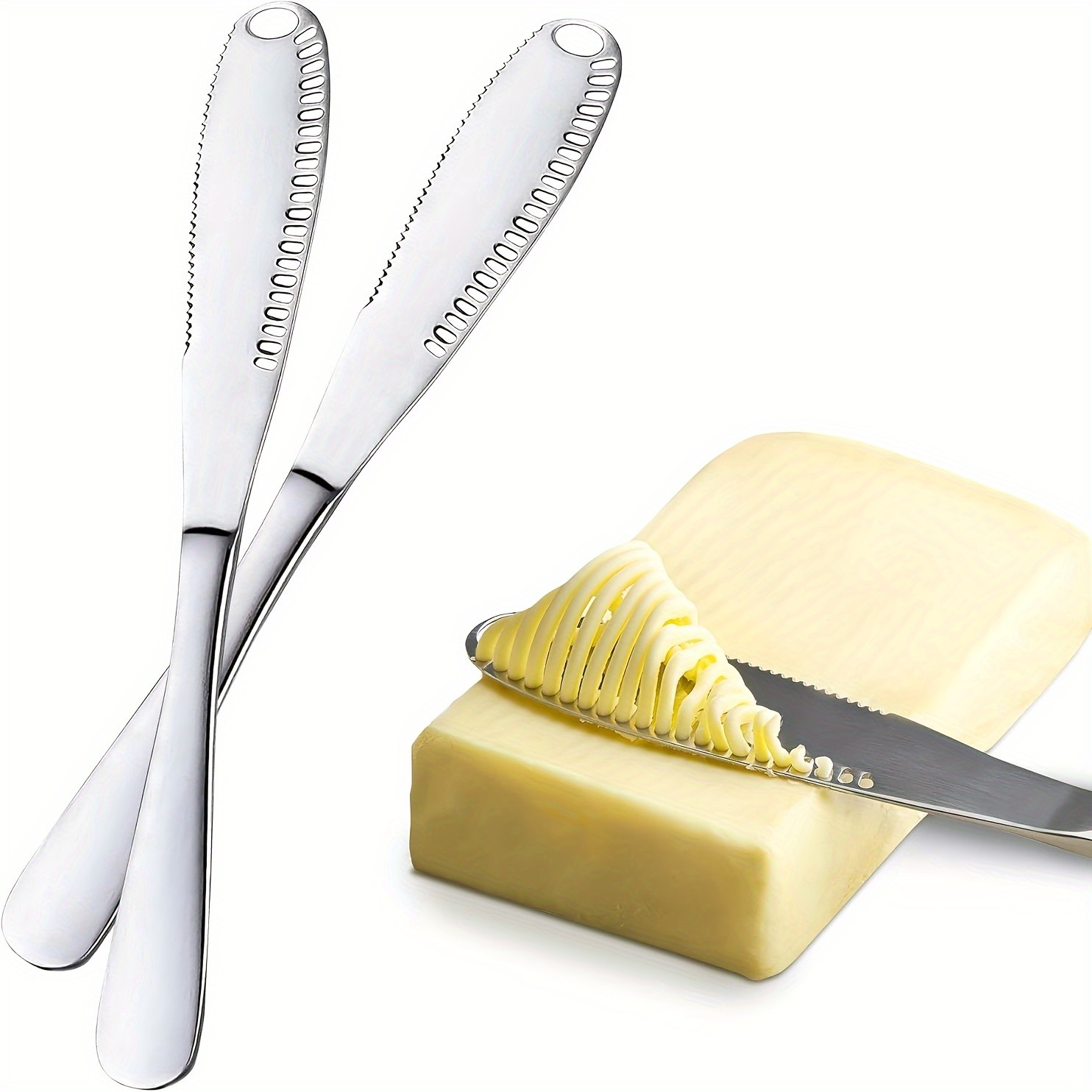 MAMSHIB Stainless Steel 3-In-1 Butter Spreader – Curler, Slicer, and Spreader with Serrated Edge