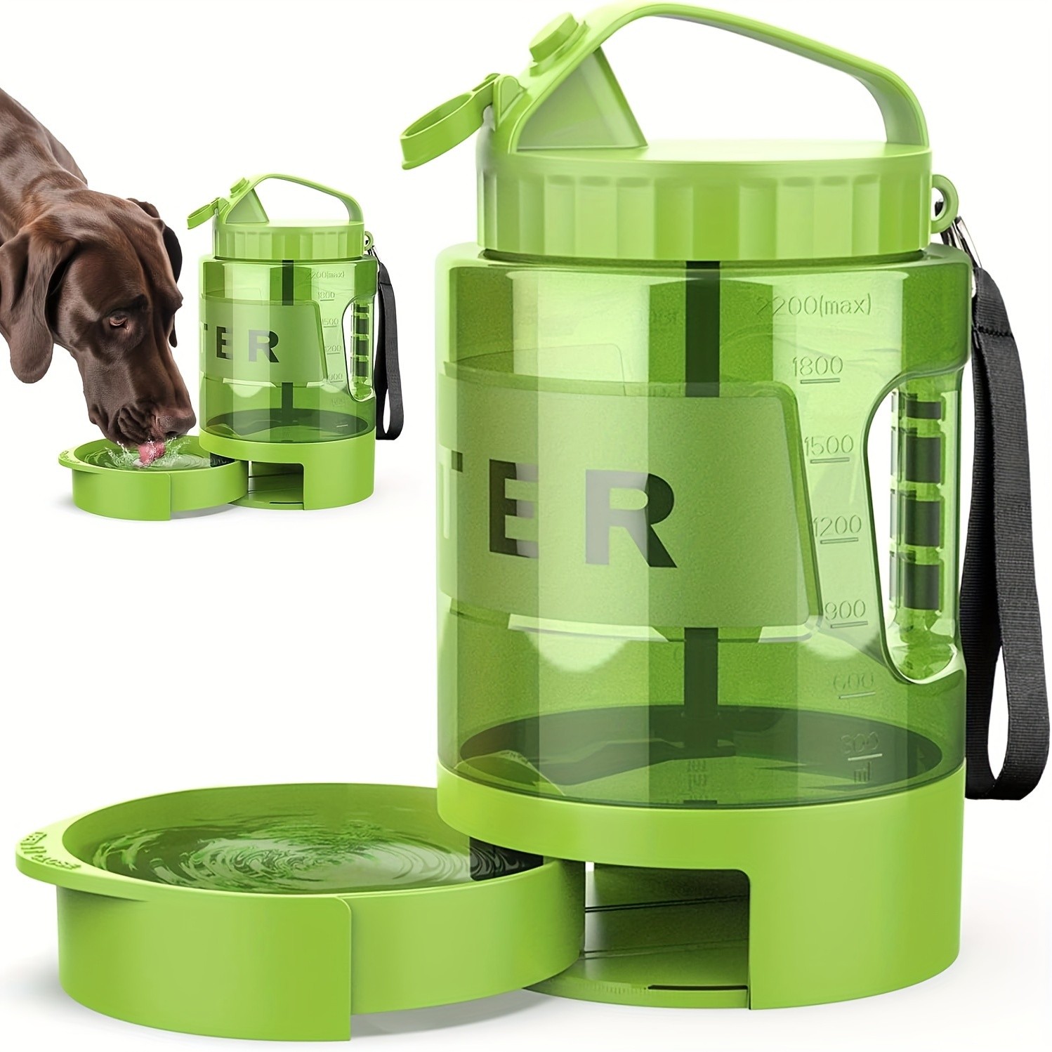 LESOTC 2.2L/77oz Large Dog Water Bottle with Pull