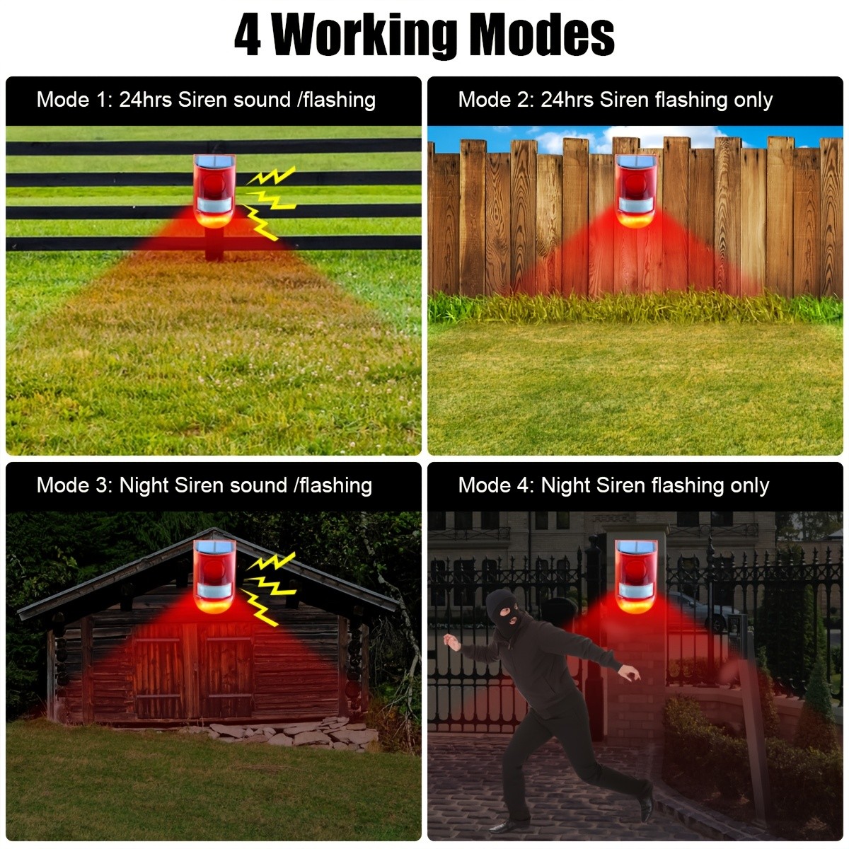 RUOCIN Solar Sound Alarm Motion Sensor