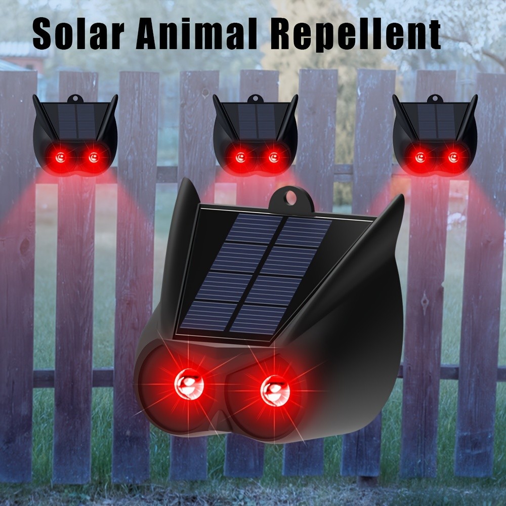 RUOCIN 2-Pack Solar-Powered Animal Repeller with Upgraded Frequency & Flashing Lights