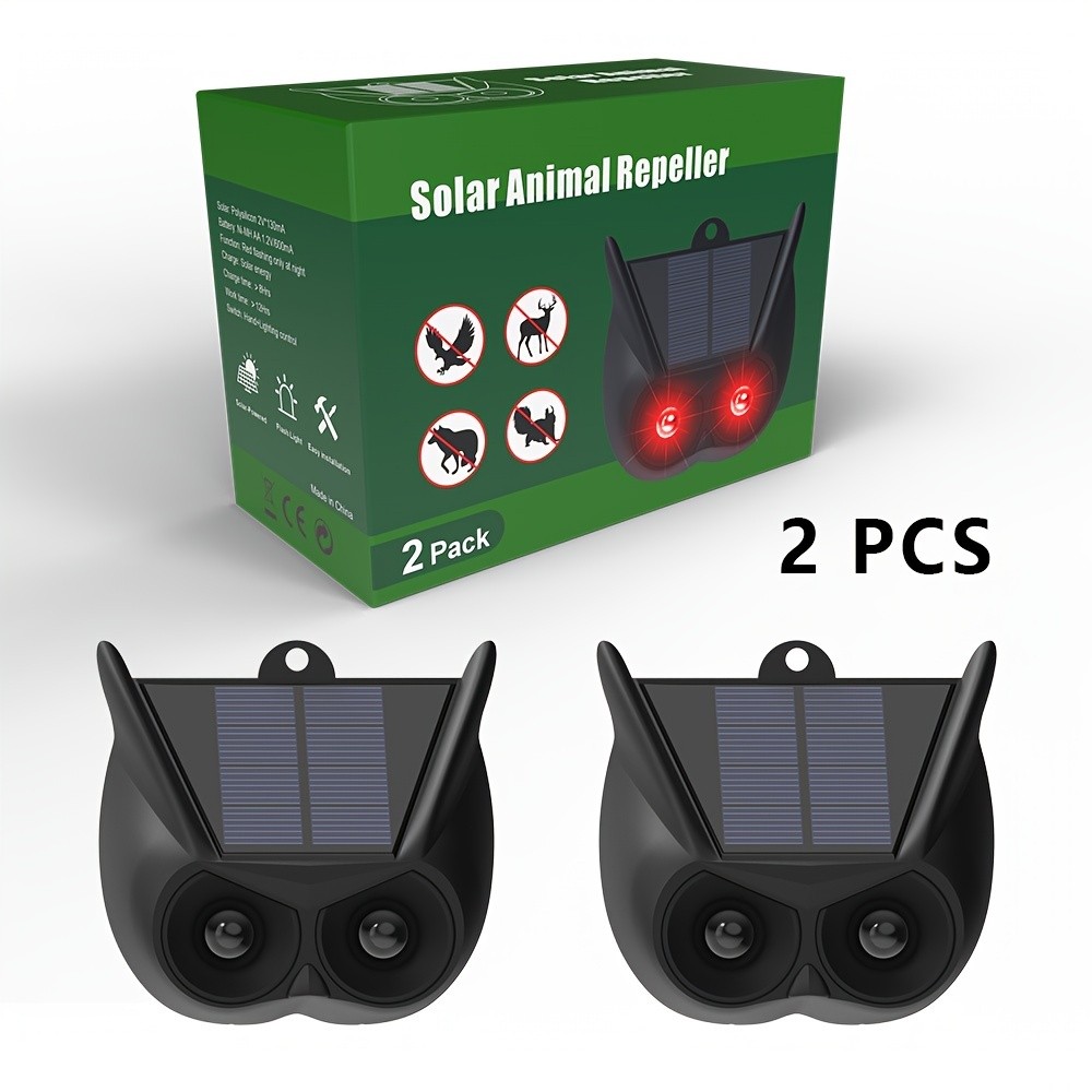 RUOCIN 2-Pack Solar-Powered Animal Repeller with Upgraded Frequency & Flashing Lights