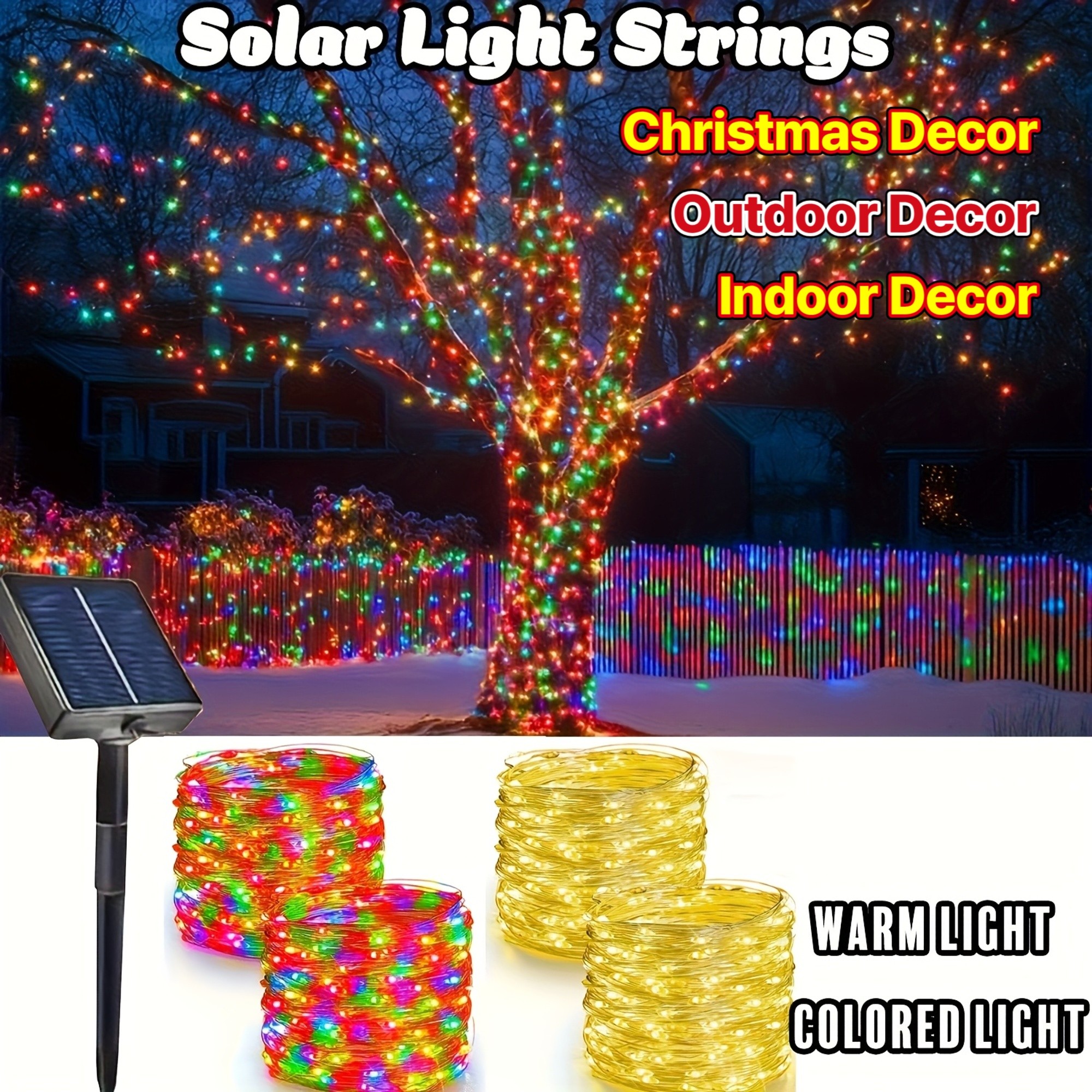 AIPUSI Solar LED Christmas Lights with 8 Lighting Modes