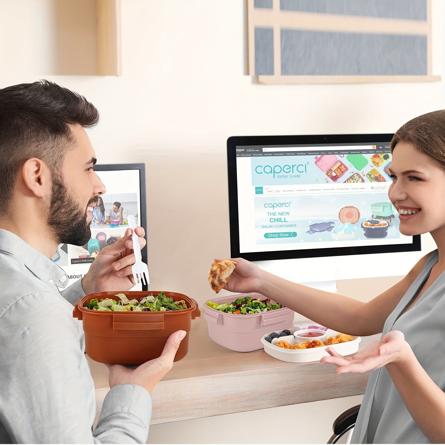 Caperci 2+1 Pack/4-Piece Lunchable Snack Containers