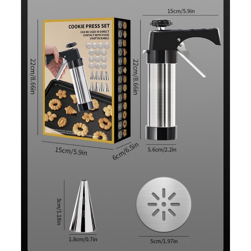 BANDESUN Cookie Press Gun with 13 Cookie Discs & 8 Icing Nozzles