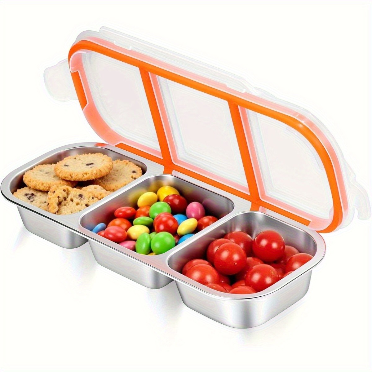 304 Stainless Steel Lunch Box, 3-Compartment Leak-Proof Bento Container