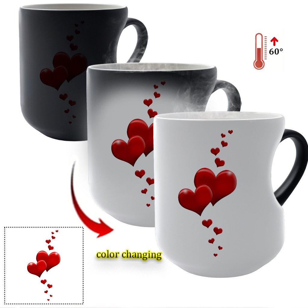 BABLOV Thermosensitive Ceramic Mug with Heart