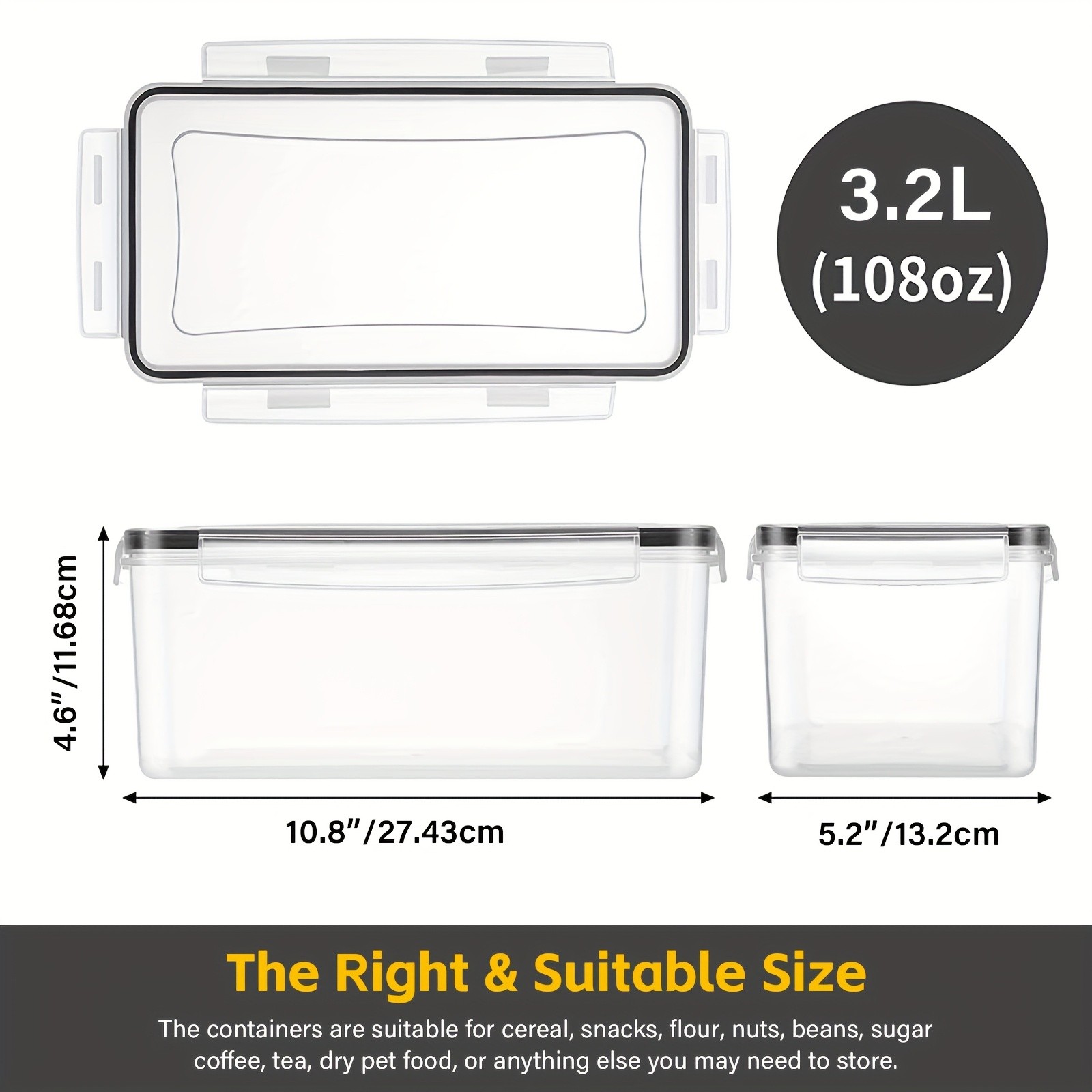 THELiFE Airtight Food Storage Containers 8/6/4 Set 3.2L