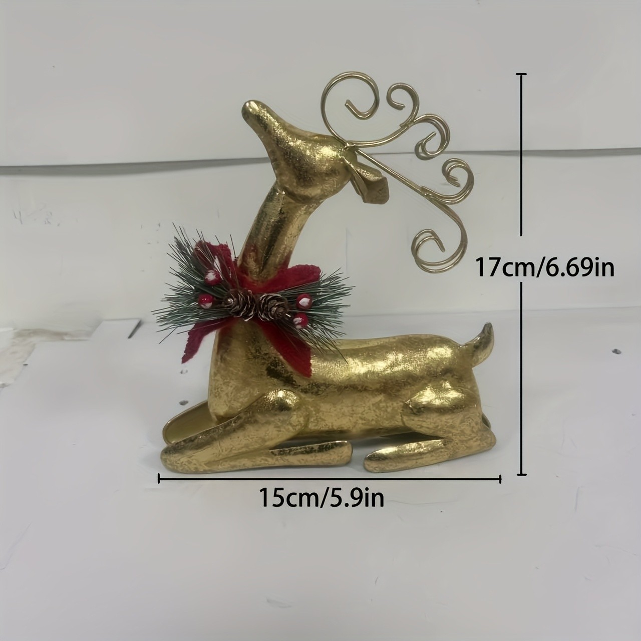 OTDECOR Elegant Golden Reindeer Statue