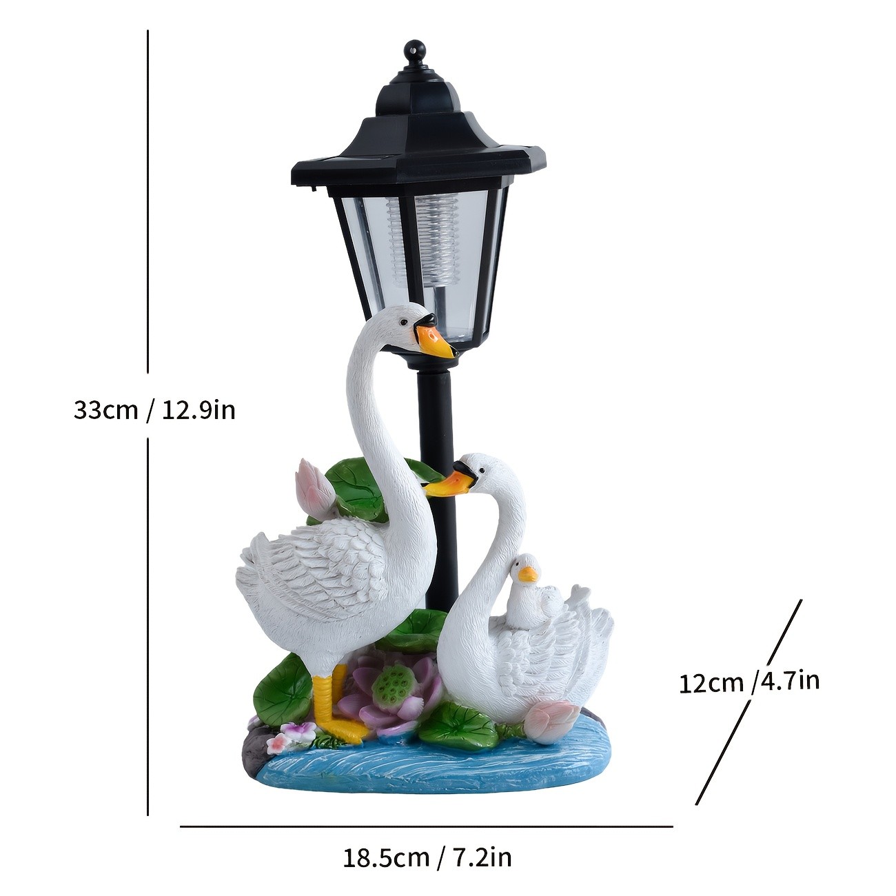 OTDECOR Solar-Powered LED Swan Family Outdoor Statue
