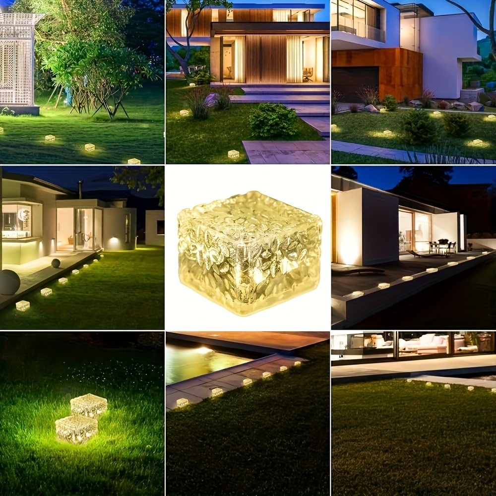 LiHangStar 4pcs Outdoor Solar Ice Brick Lights