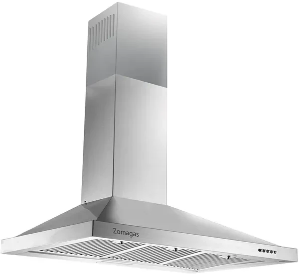 Range Hood 36 Inch; Wall Mount Vent Hood In Stainless Steel With Ducted/Ductless Convertible Duct; 3 Speed Exhaust Fan; Energy Saving LED Light; Push Button Control; 3 Pcs Baffle Filters