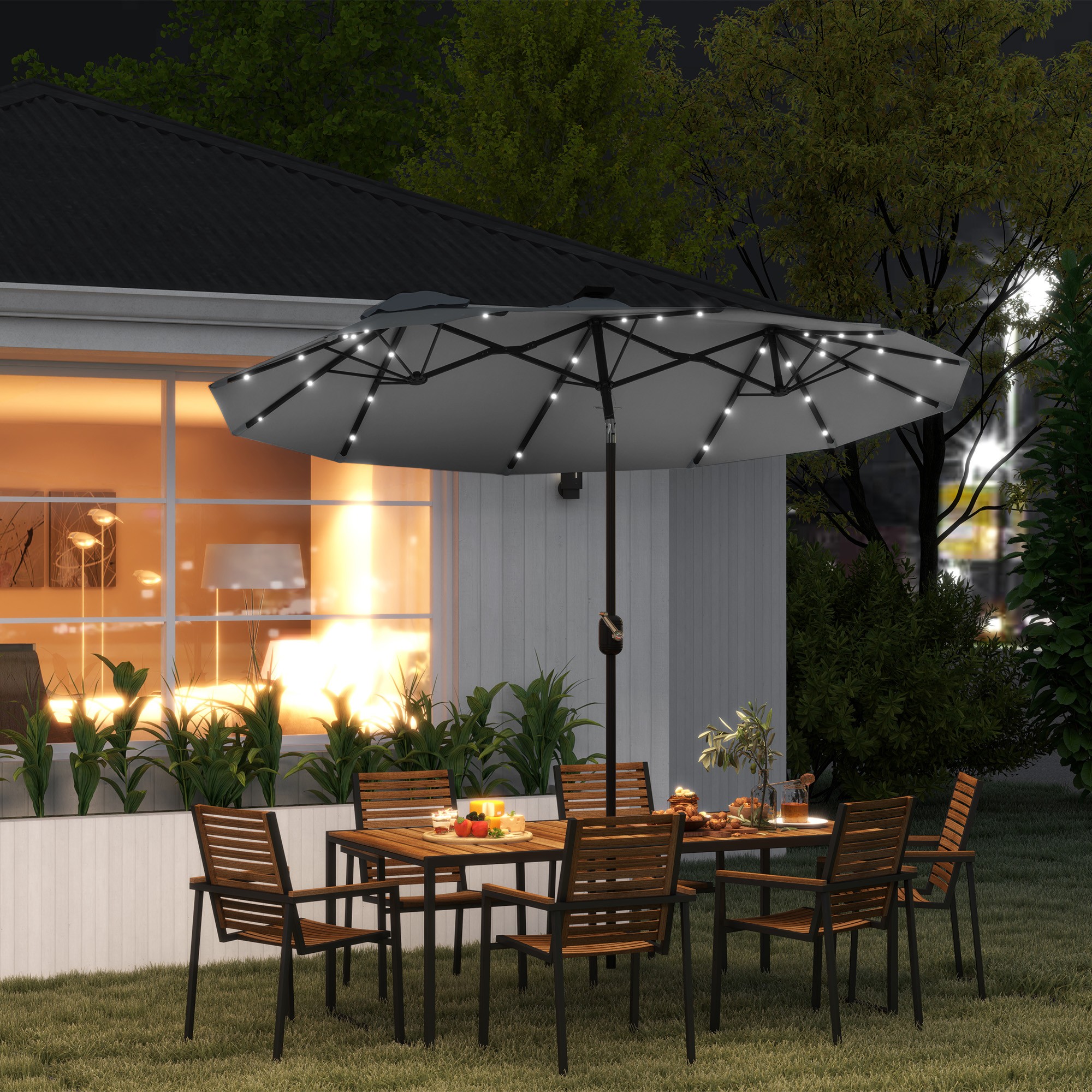 Patio Umbrella With Solar Light