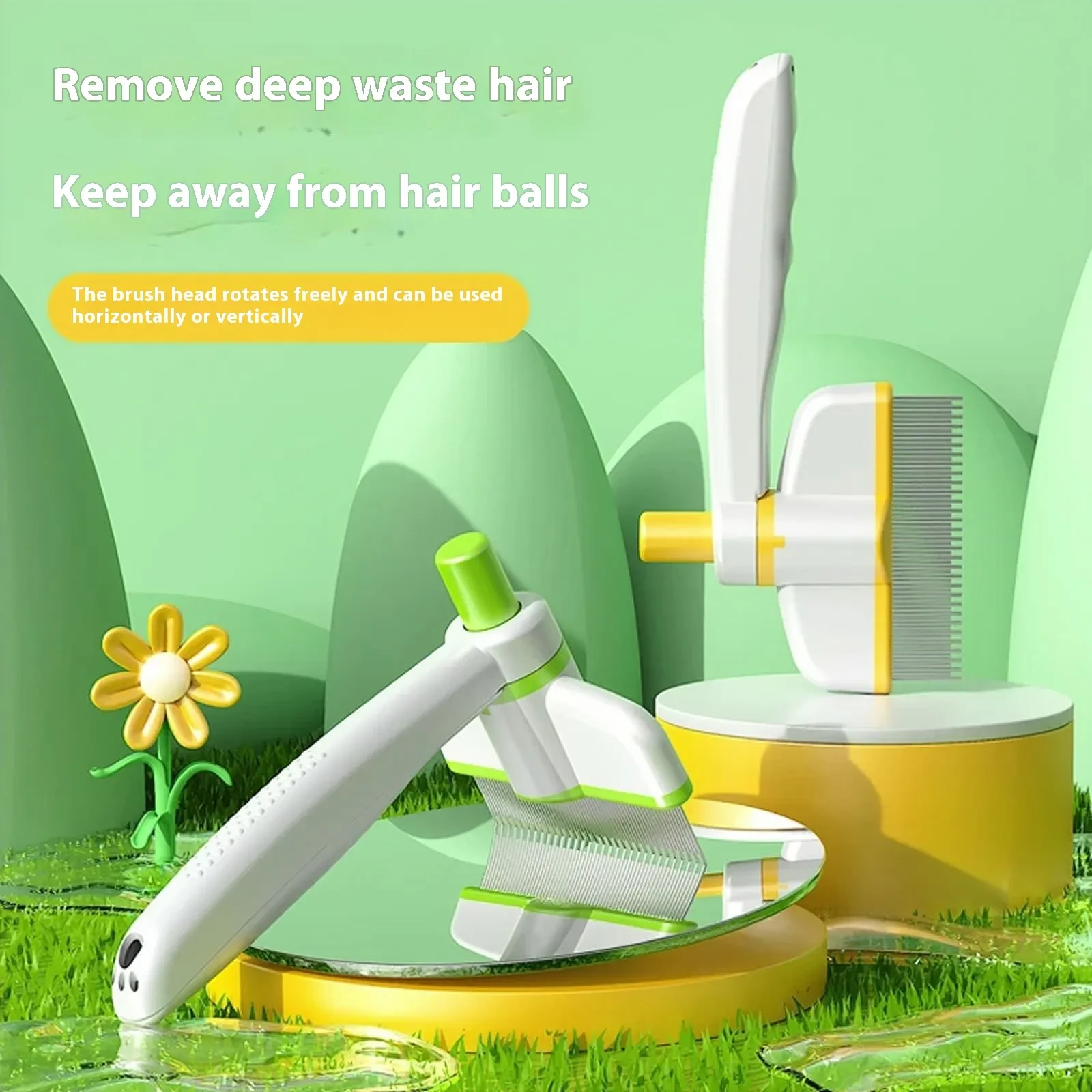 Cat Comb – Self-Cleaning Grooming Tool for Pet Hair and Flea Removal