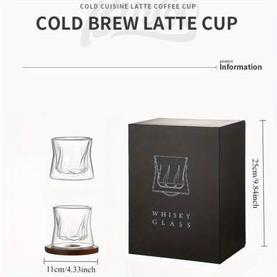 Bincoo Swivel Crystal Glass Coffee Mugs with Wooden Coasters – Elegant Whiskey and Coffee Mugs Set