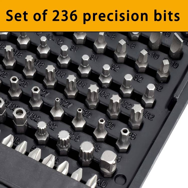 236pcs Screwdriver Bit Set – Universal Home Hand Tool Kit with Toolbox for DIY and Car Repairs