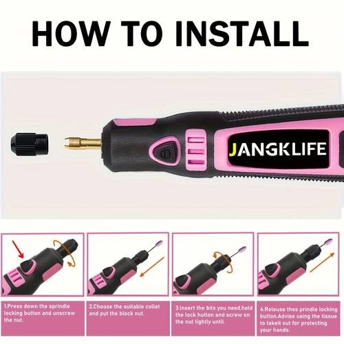 JANGKLIFE Compact Rotary Grinder Tool Set – Three-Speed Cordless Multi-Tool for Crafting and DIY Projects