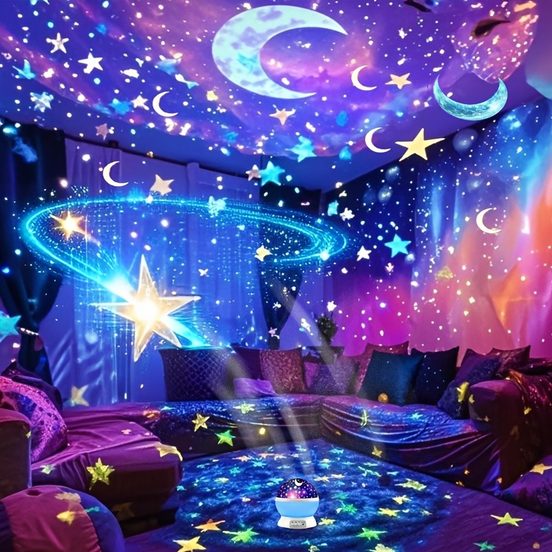 1pc 360° Rotating Starry Night Light Projector – Transform Your Room into a Cosmic Wonderland Perfect for Bedrooms, Family Rooms, and as a Christmas Gift Bring the magic of the night sky into your home with the 360° Rotating Starry Night Light Projector