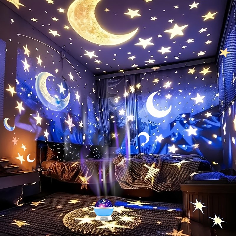 1pc 360° Rotating Starry Night Light Projector – Transform Your Room into a Cosmic Wonderland Perfect for Bedrooms, Family Rooms, and as a Christmas Gift Bring the magic of the night sky into your home with the 360° Rotating Starry Night Light Projector