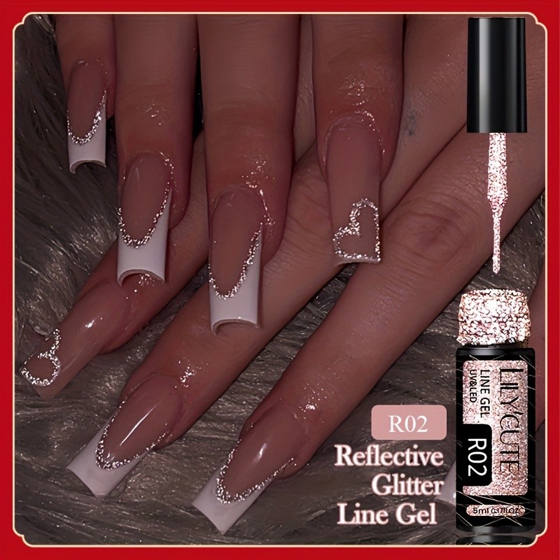 LILYCUTE 5ml Super Bright Reflective Glitter Colorful Liner Nail Gel Polish