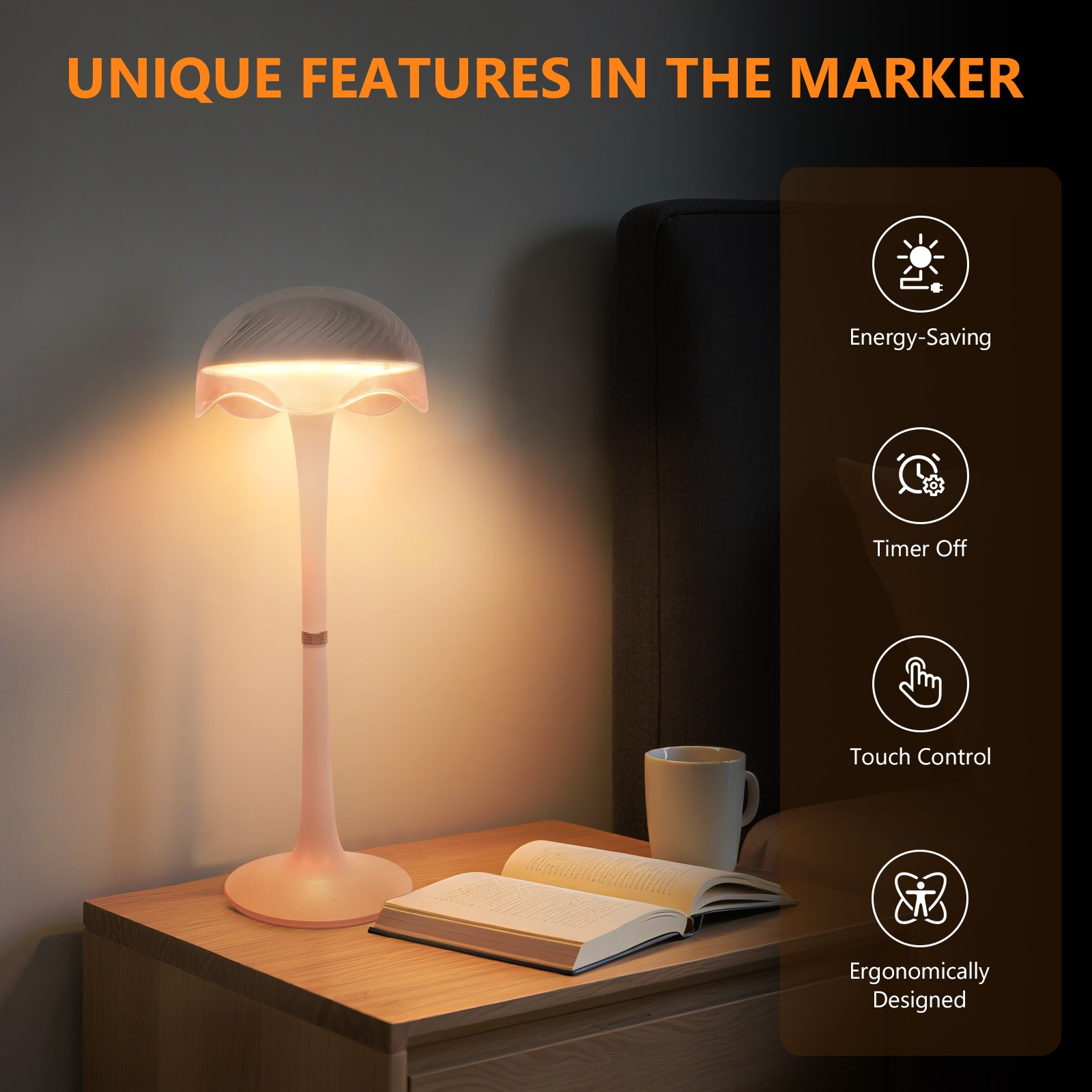 YETHKE Rechargeable Table Lamp with 3000mAh Battery