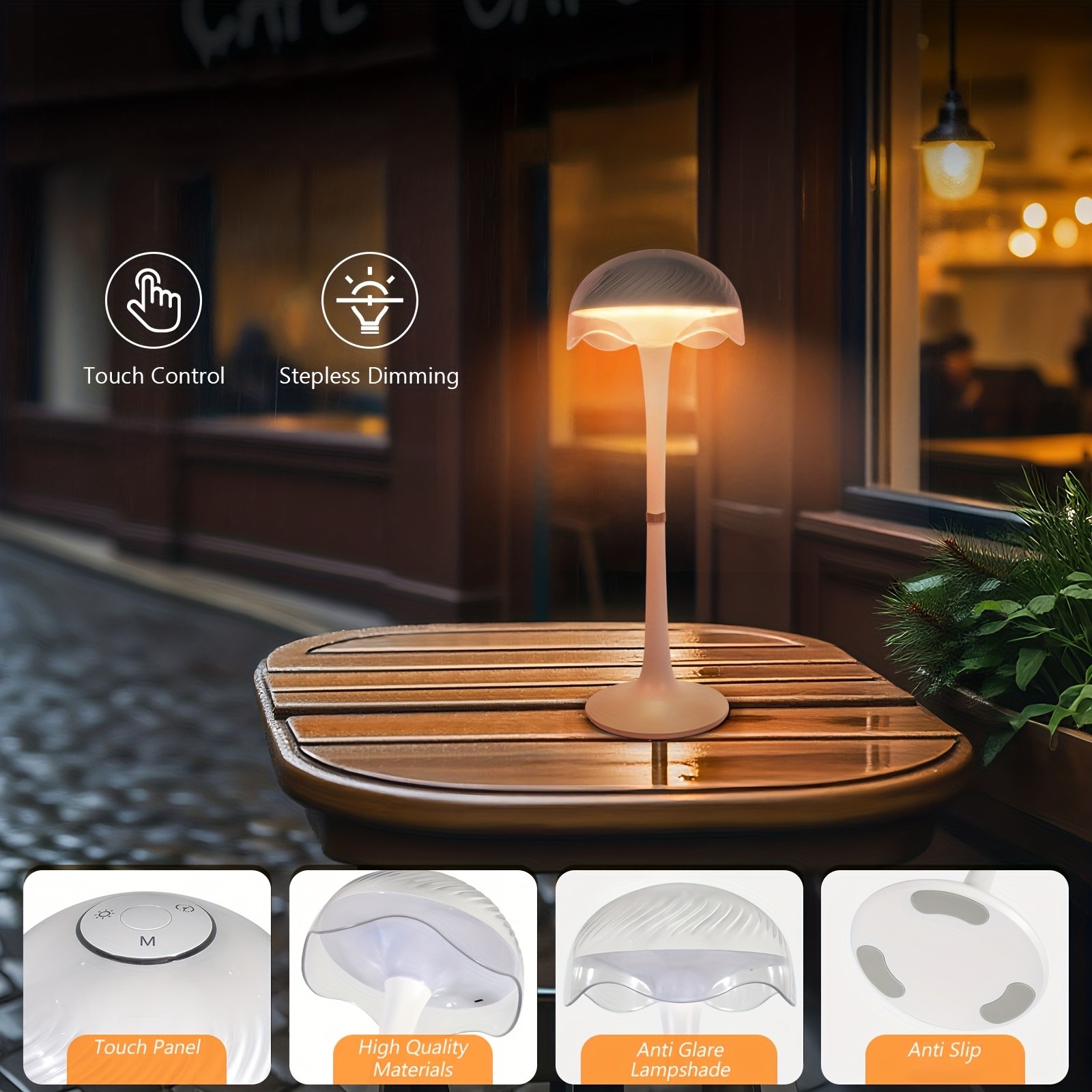 YETHKE Rechargeable Table Lamp with 3000mAh Battery