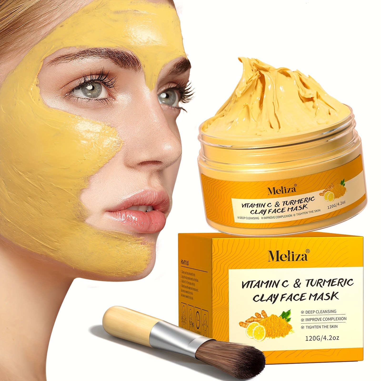 MELIZA Turmeric Vitamin C Clay Mask with Applicator Brush