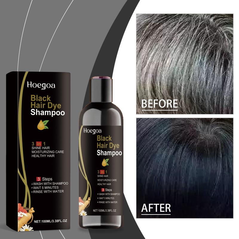 Hoegoa Black Hair Dye Shampoo – 3-in-1