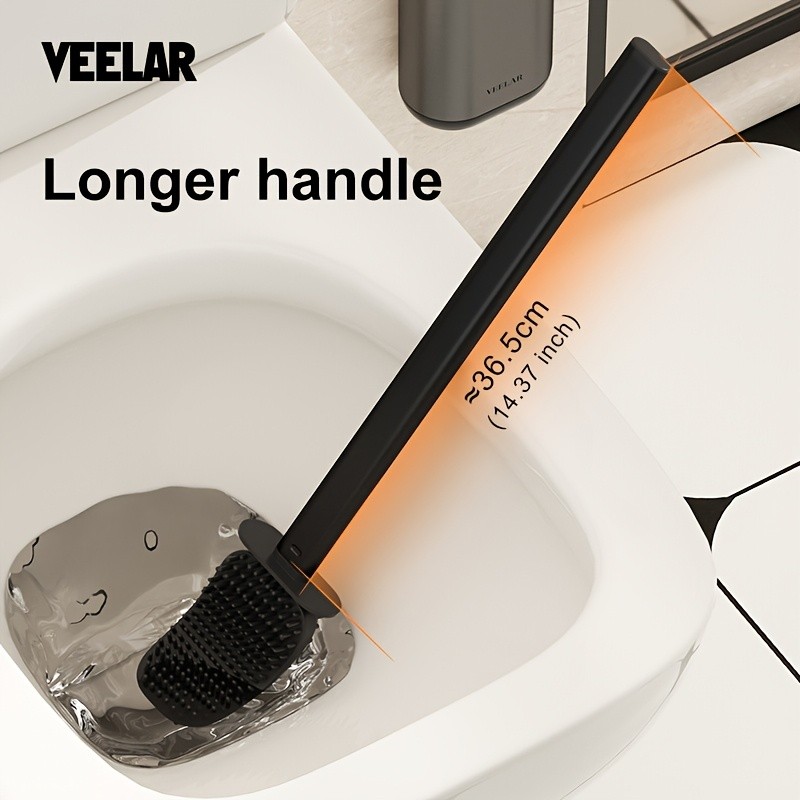 Veelar Toilet Silicone Brush & Stainless Steel Holder