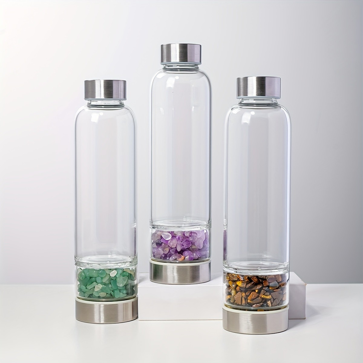 Glass Cup with Fragments and Leak-Proof Lid