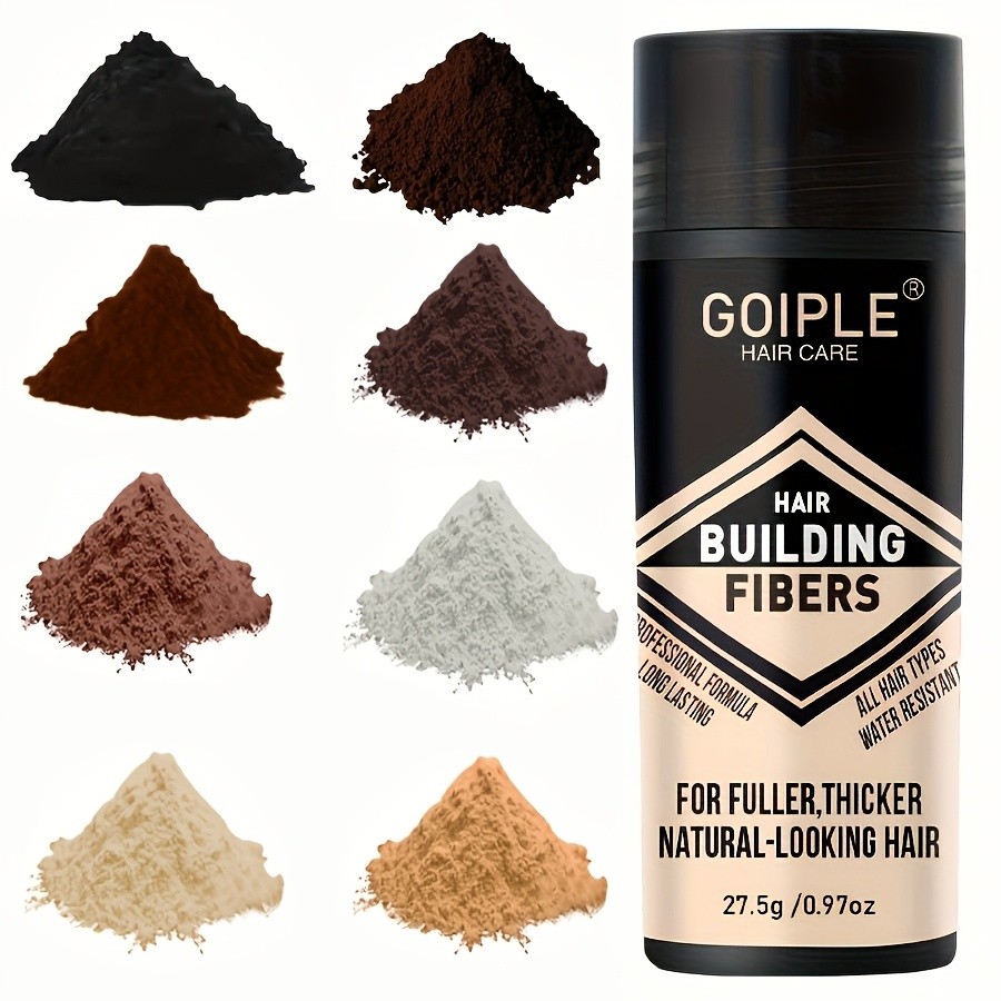 8 Color Hair Building Fibers – Water-Resistant Powder for Fuller, Natural-Looking Hair