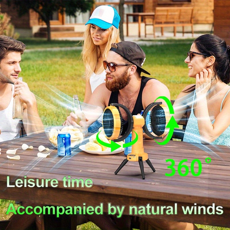 Anirun Dual-Head Oscillating Outdoor Fan with Built-In Power Bank