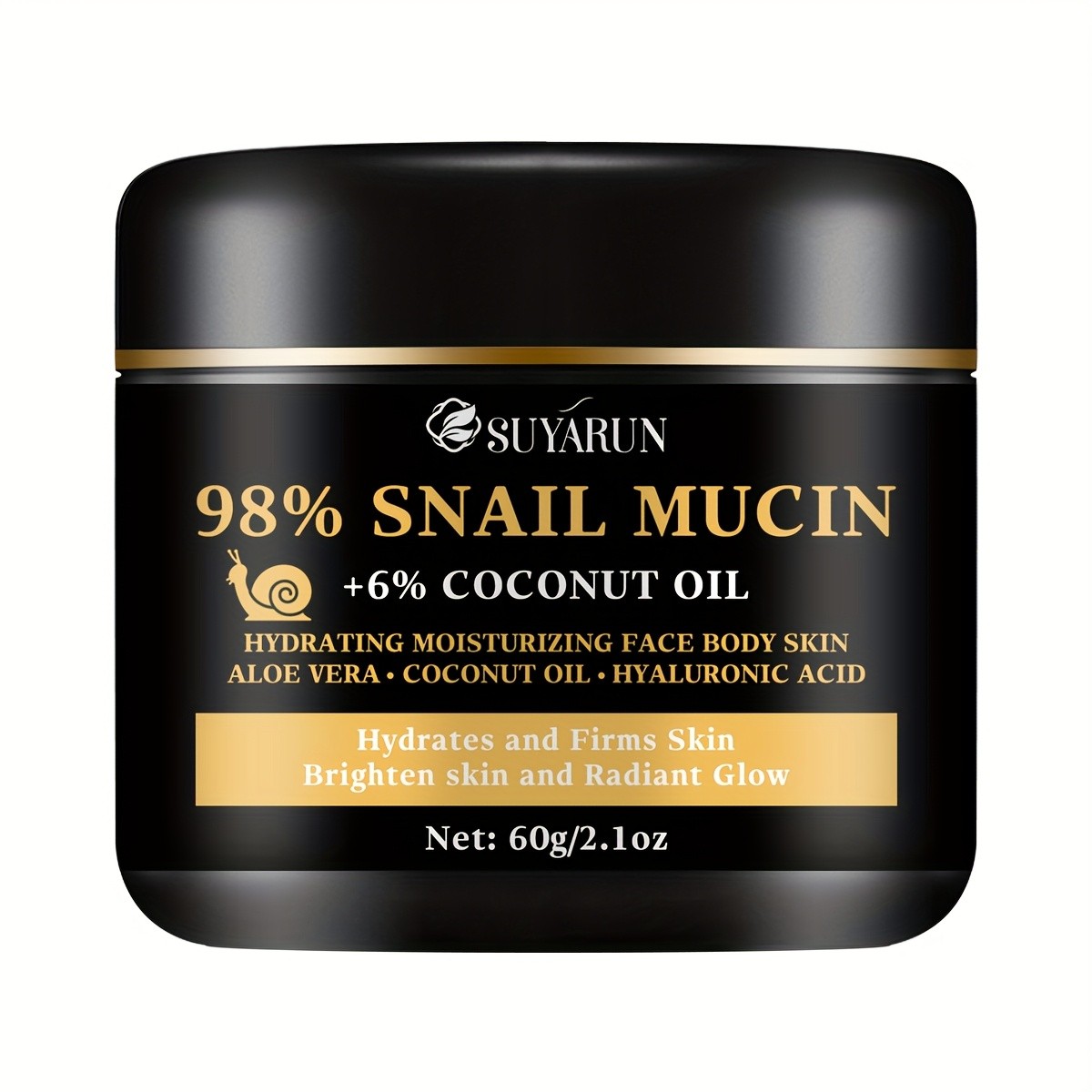 SUYARUN 98% Snail Mucin Coconut Oil Cream with Hyaluronic Acid & Aloe Vera