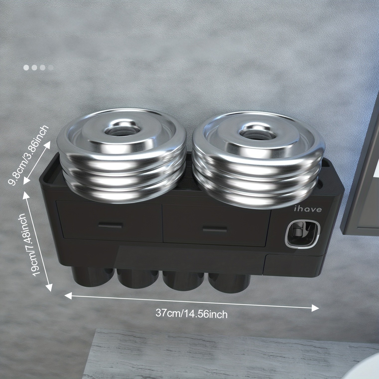 iHave Youngsters & Family Wall-Mounted Toothbrush Holder with Toothpaste Dispenser