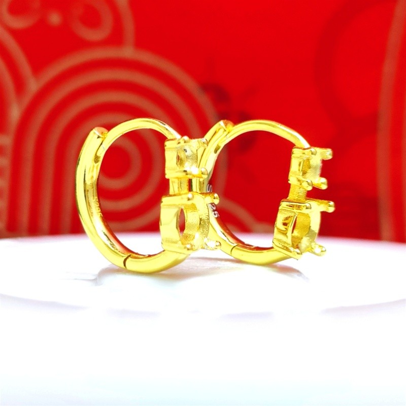 Spark Grow 1 Pair 5mm+3mm Fashionable S925 Sterling Silver Golden Earrings