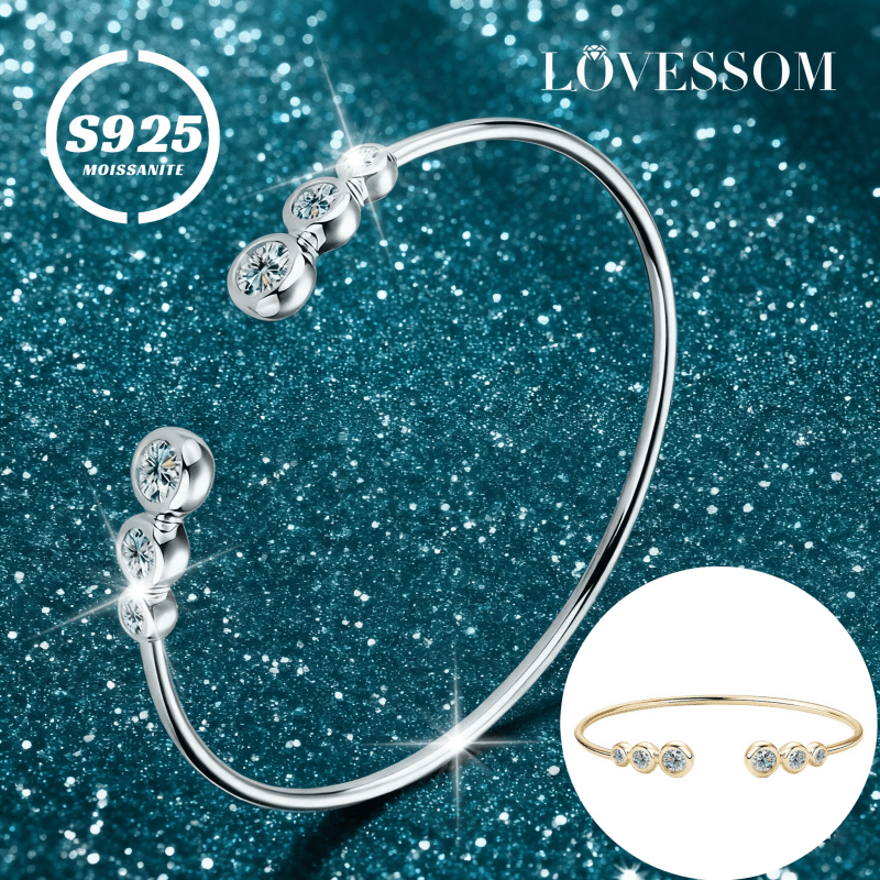 LOVESSOM 925 Silver Full Moissanite 14K Gold Plated Bracelet