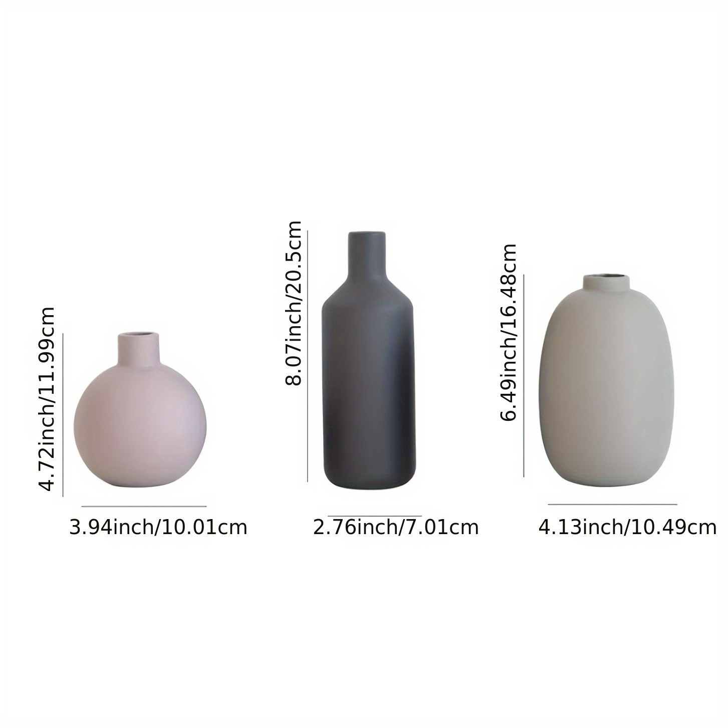 JABUKOSU Set of 3 Neutral Small Ceramic Vases