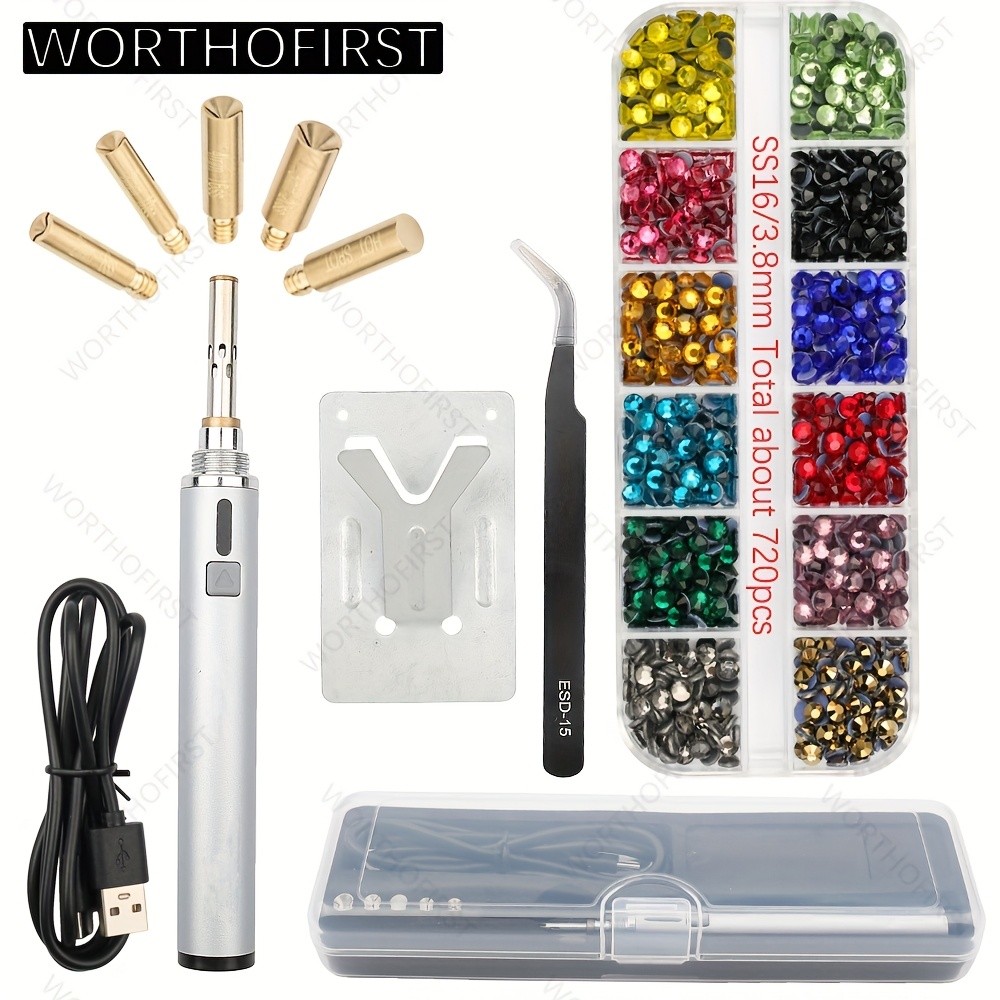 WORTHOFIRST USB Hot-Fix Rhinestone Kit with Heat-Fix Pen & Applicator