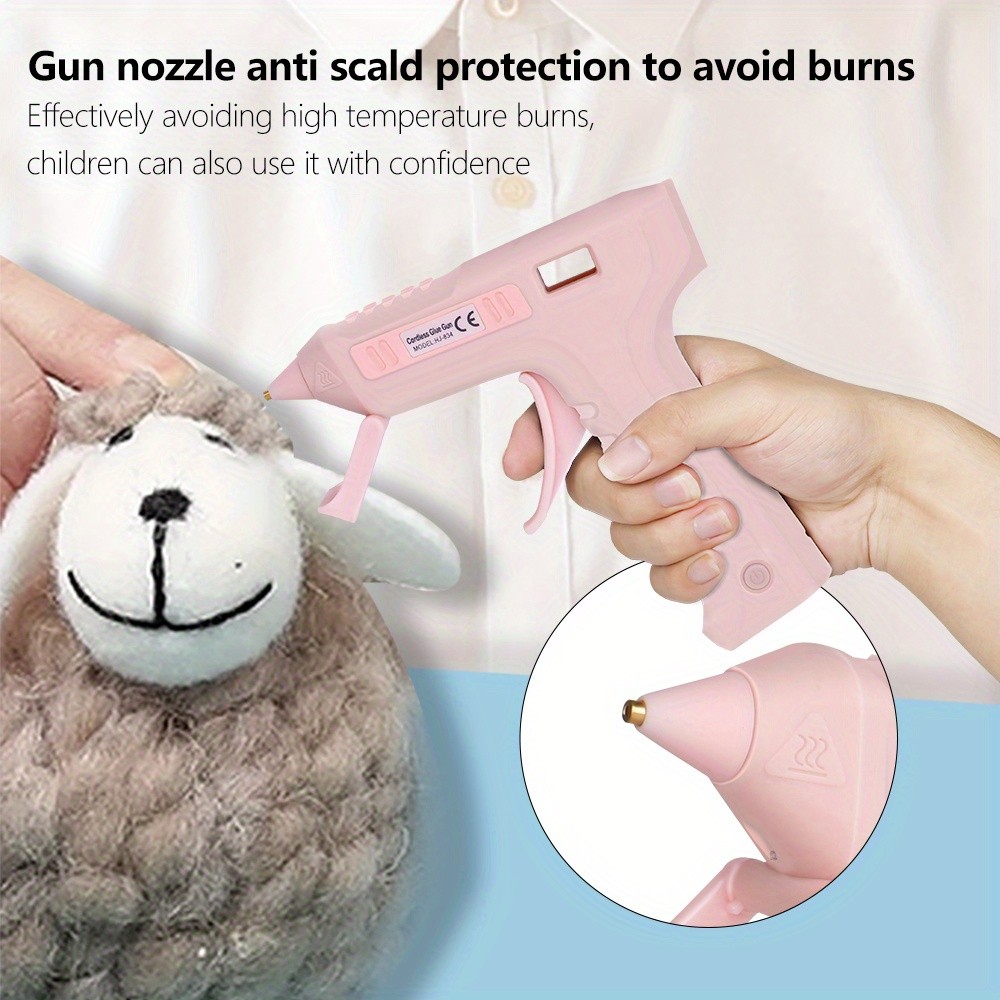 JENABOM White/Pink Rapid Heating Wireless Hot Glue Gun