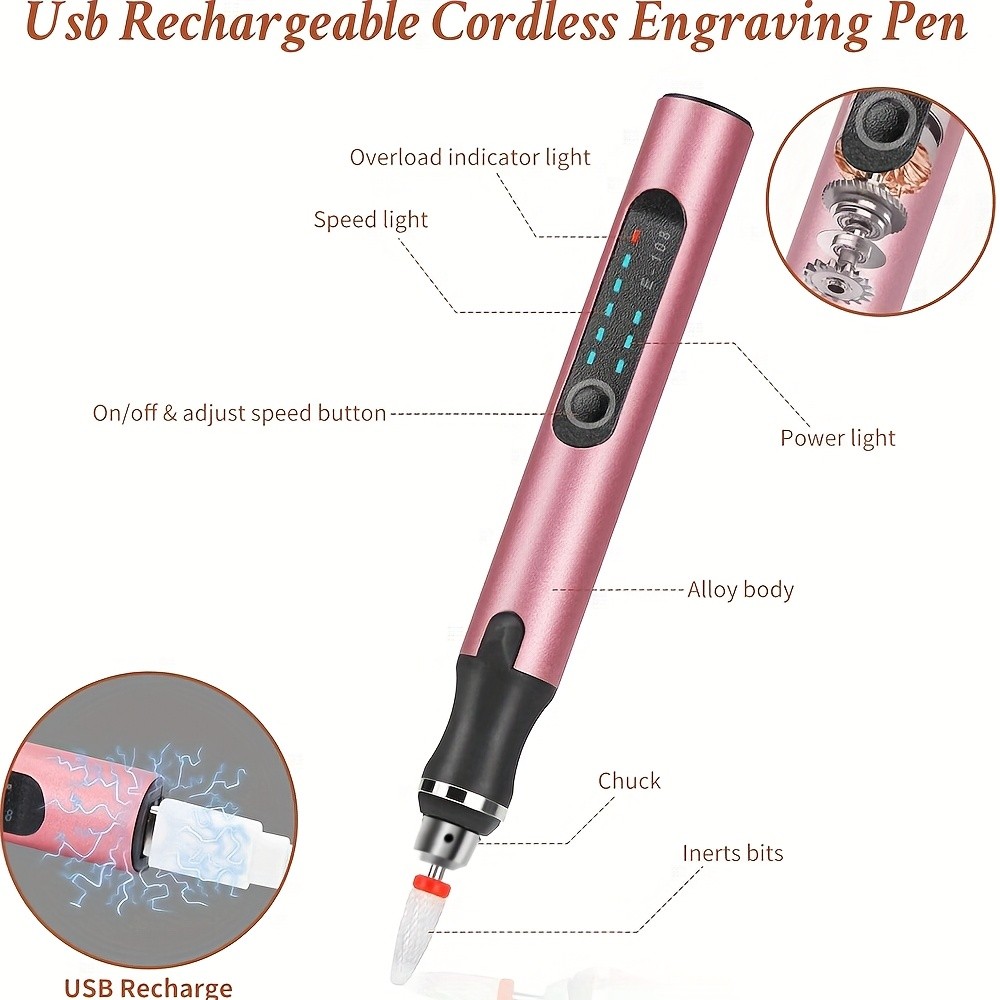 JENABOM Portable Pink Electric Engraving Pen