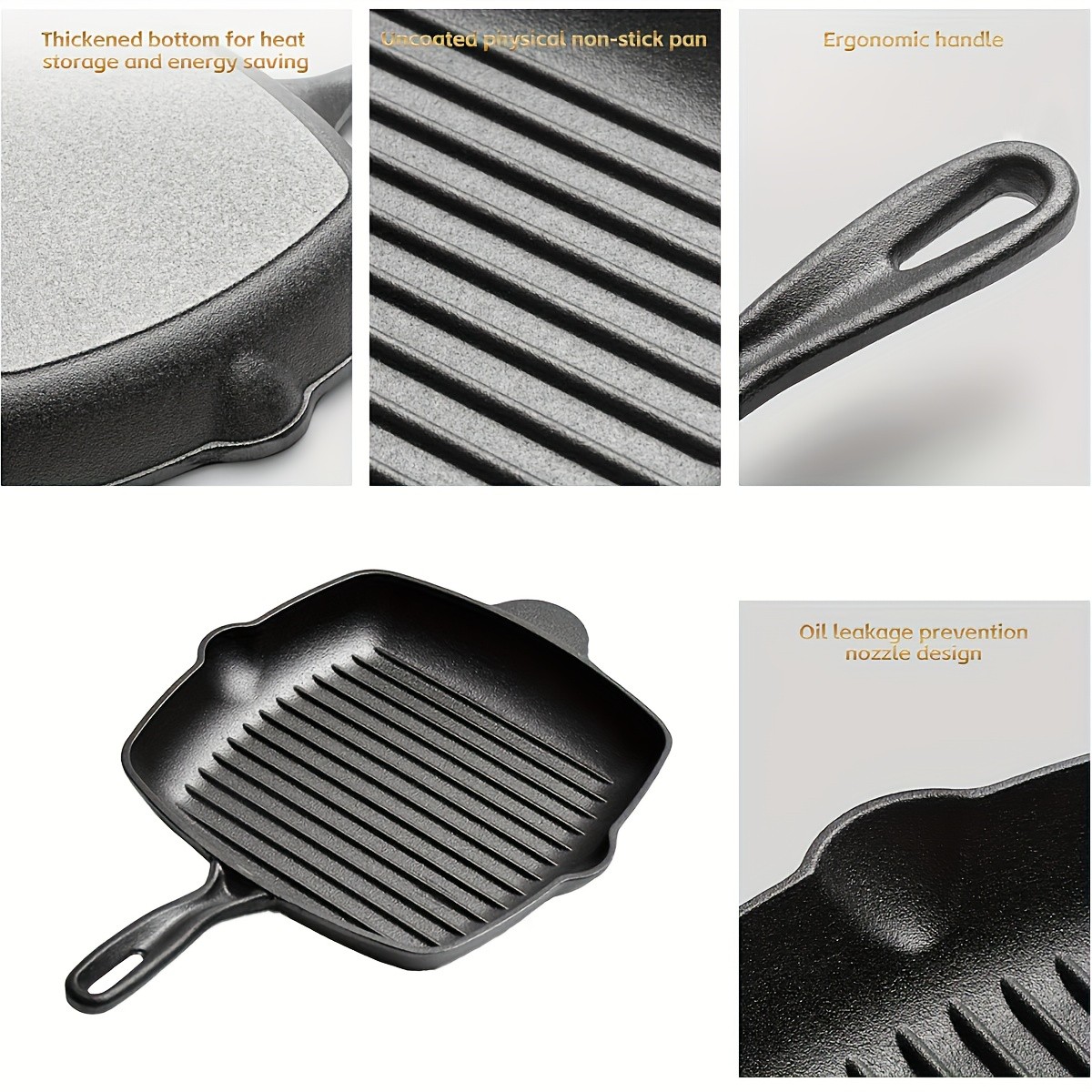 BANGRUI Heavy-Duty Cast Iron Grill Pan