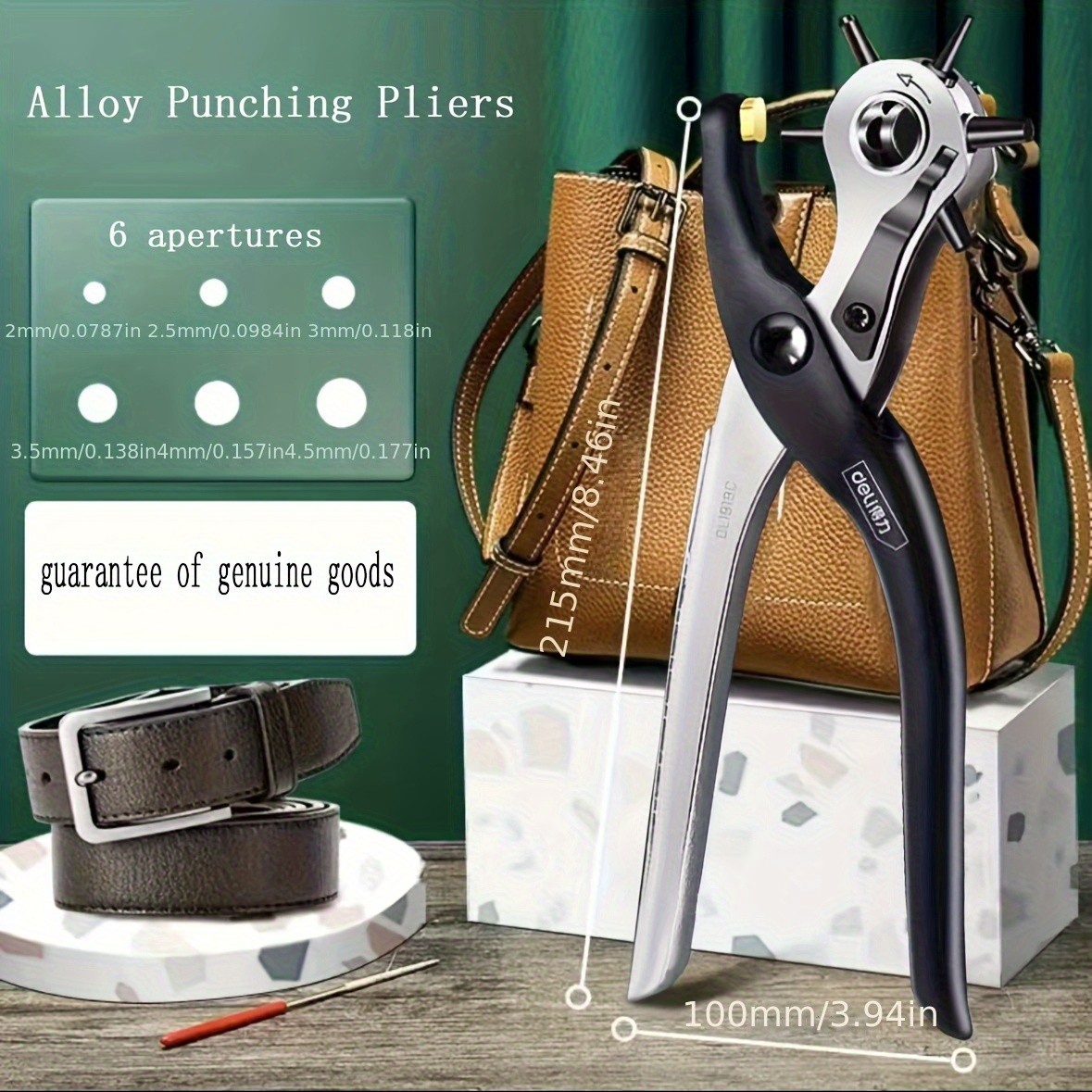Deli Tools Heavy-Duty Artificial Leather Punching Plier