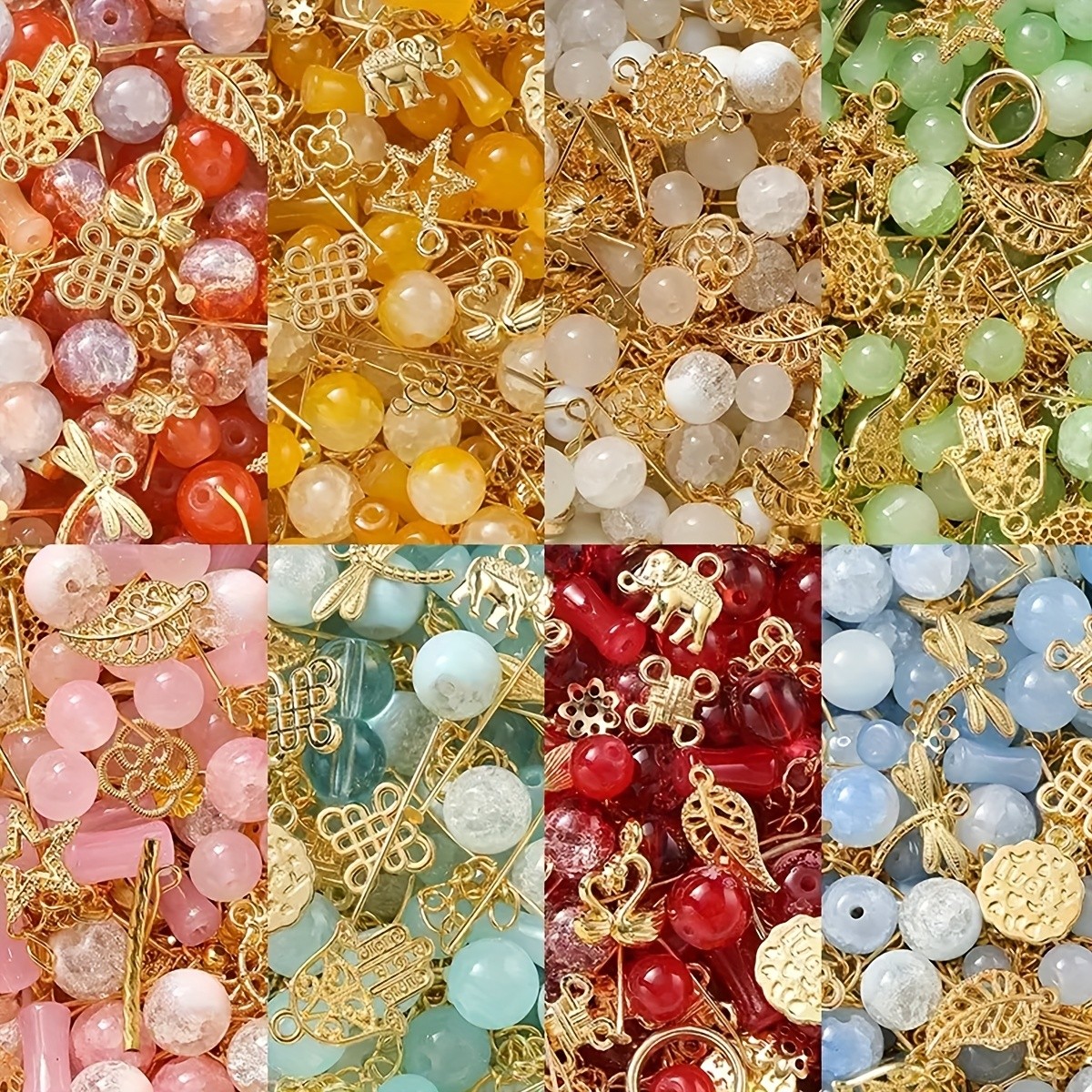 50g Mixed Glass Beads and Metal Jewelry Set