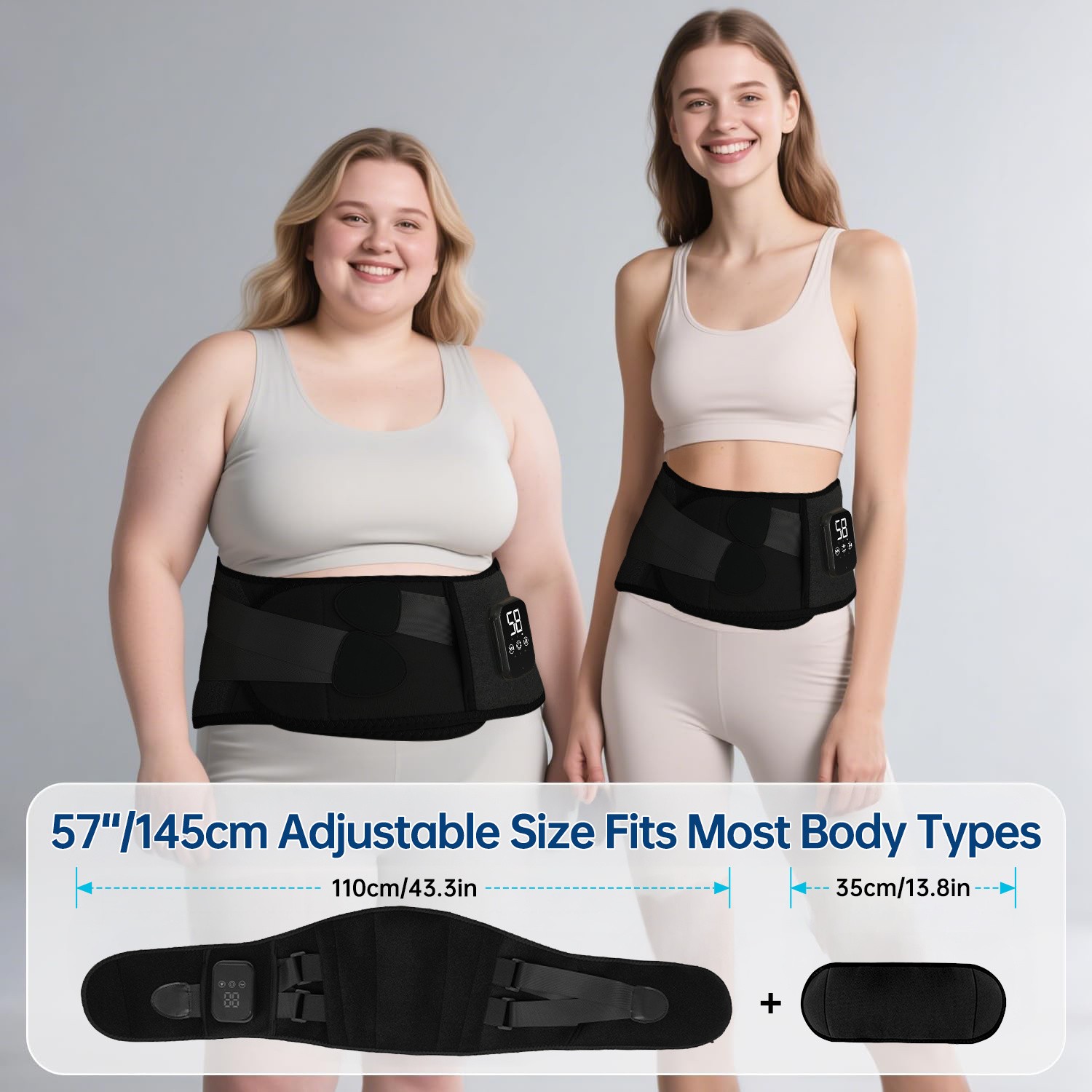 Wireless Portable Pad Featuring a Massager, Designed to Lower Back And Suitable for, with Three Settings And Three Vibration Modes, Rechargeable with an Automatic Shut-Off