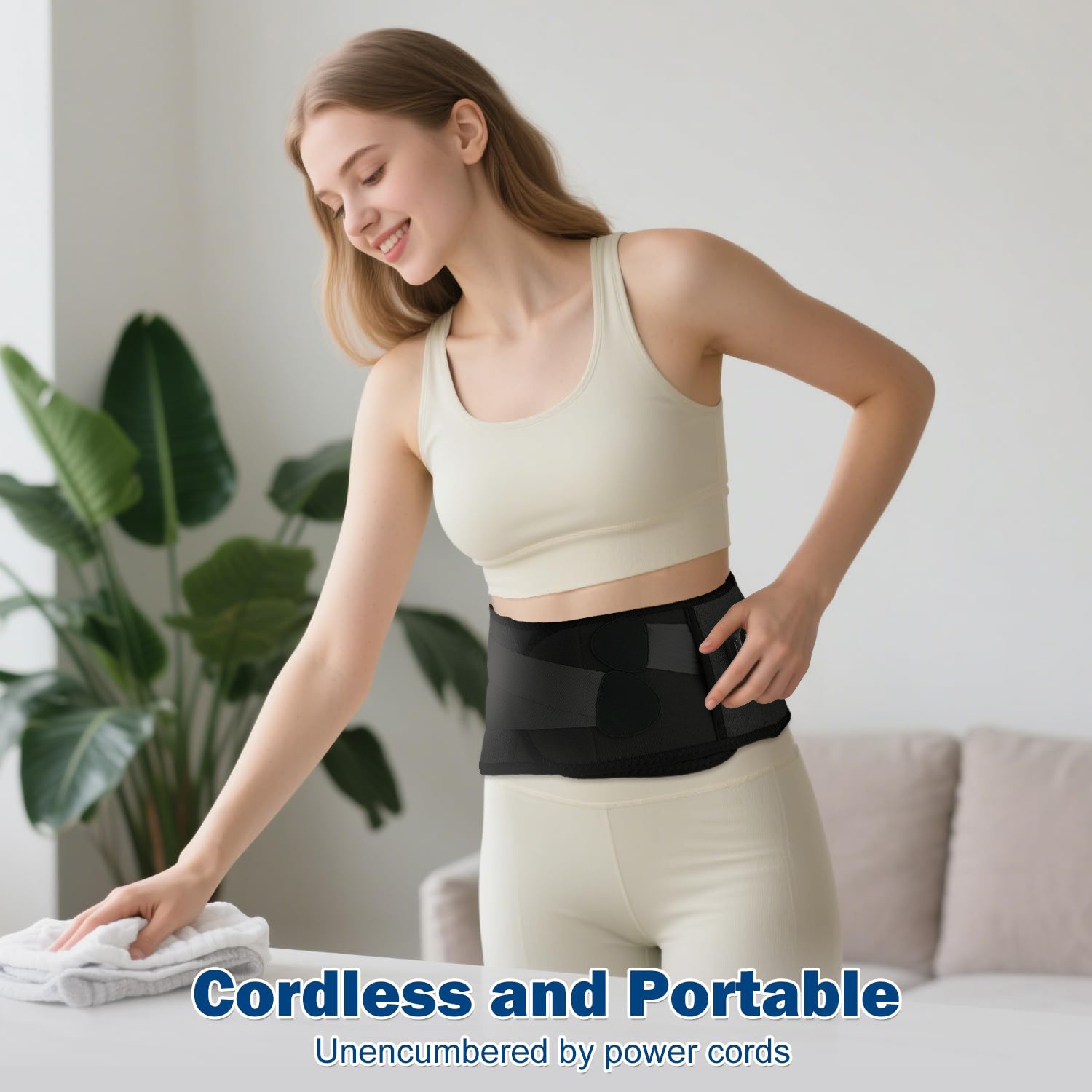 Wireless Portable Pad Featuring a Massager, Designed to Lower Back And Suitable for, with Three Settings And Three Vibration Modes, Rechargeable with an Automatic Shut-Off