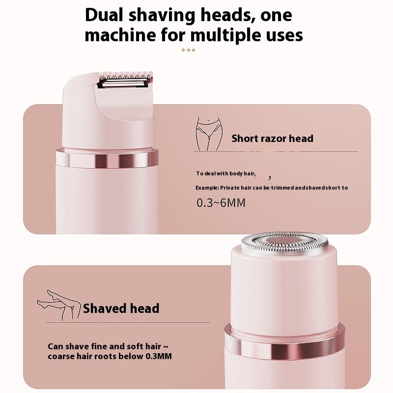 Dual-Head Electric Shaver – Painless Women's Epilator for Bikini, Underarm, Facial, Lips, and Leg Hair Removal